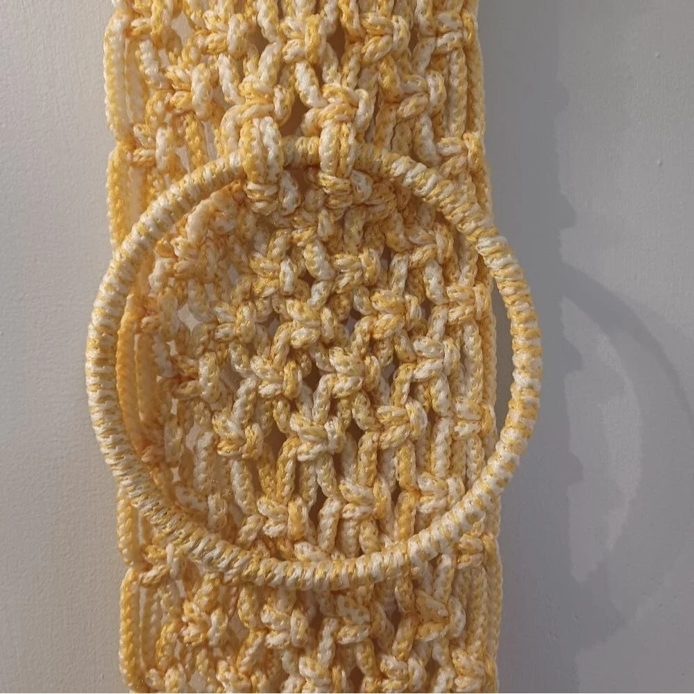Vintage Macrame Wall Hanging Towel Holder